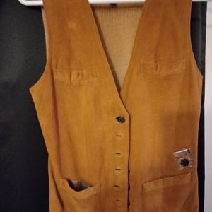 Lauren light brown leather and lambswool vest